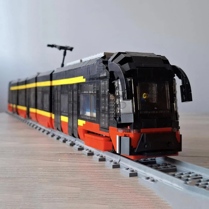 Railway Train Model Moc Building Blocks LF 06 AC Tram-No Motor Model Technology Brick DIY Assembly Construction Toy Set Gifts