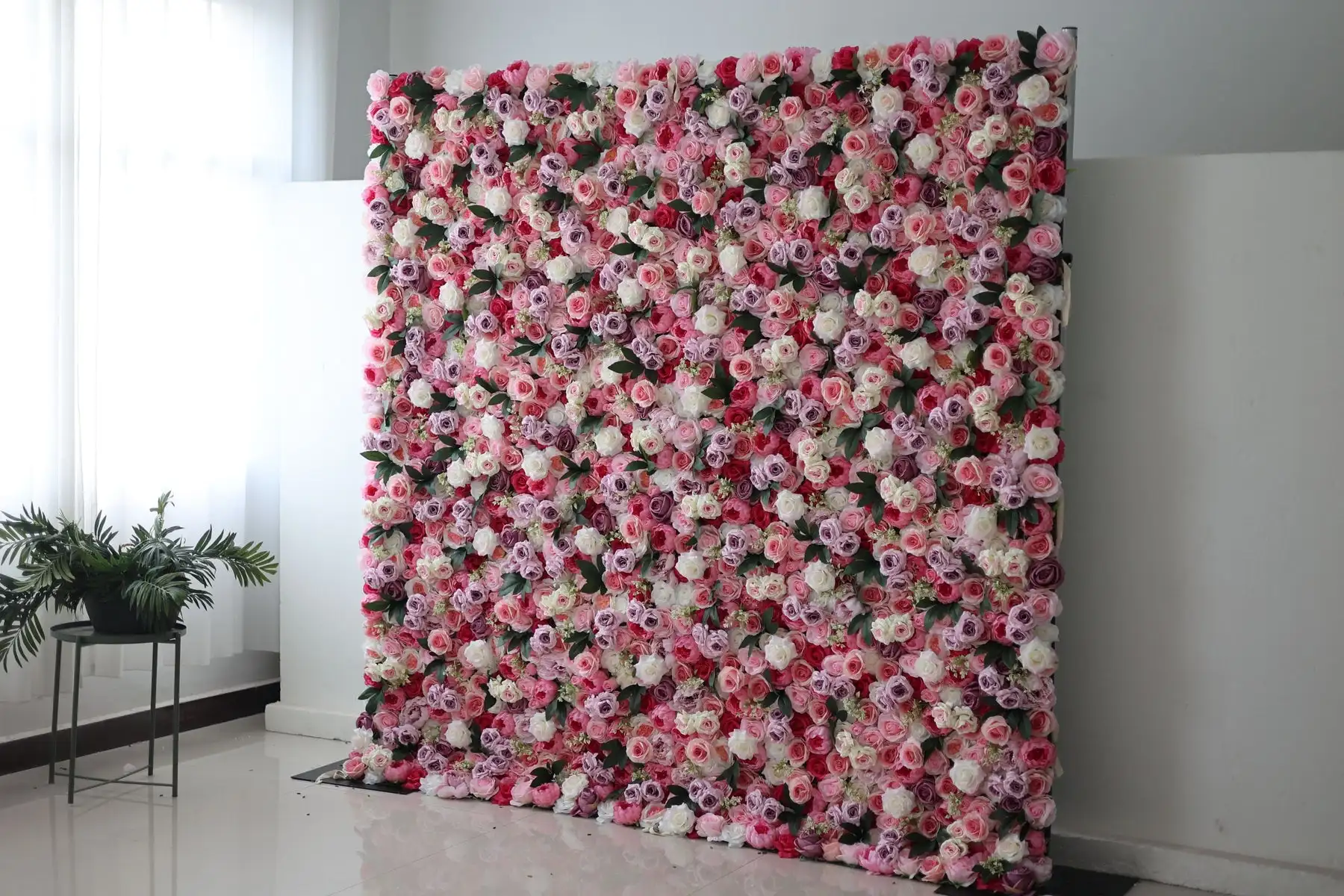 Mixed Flower Series Rose Pink Rose White Hydrangea 3D flower wall Wedding Backdrop Decor Outdoor Window Display Event Party Prop