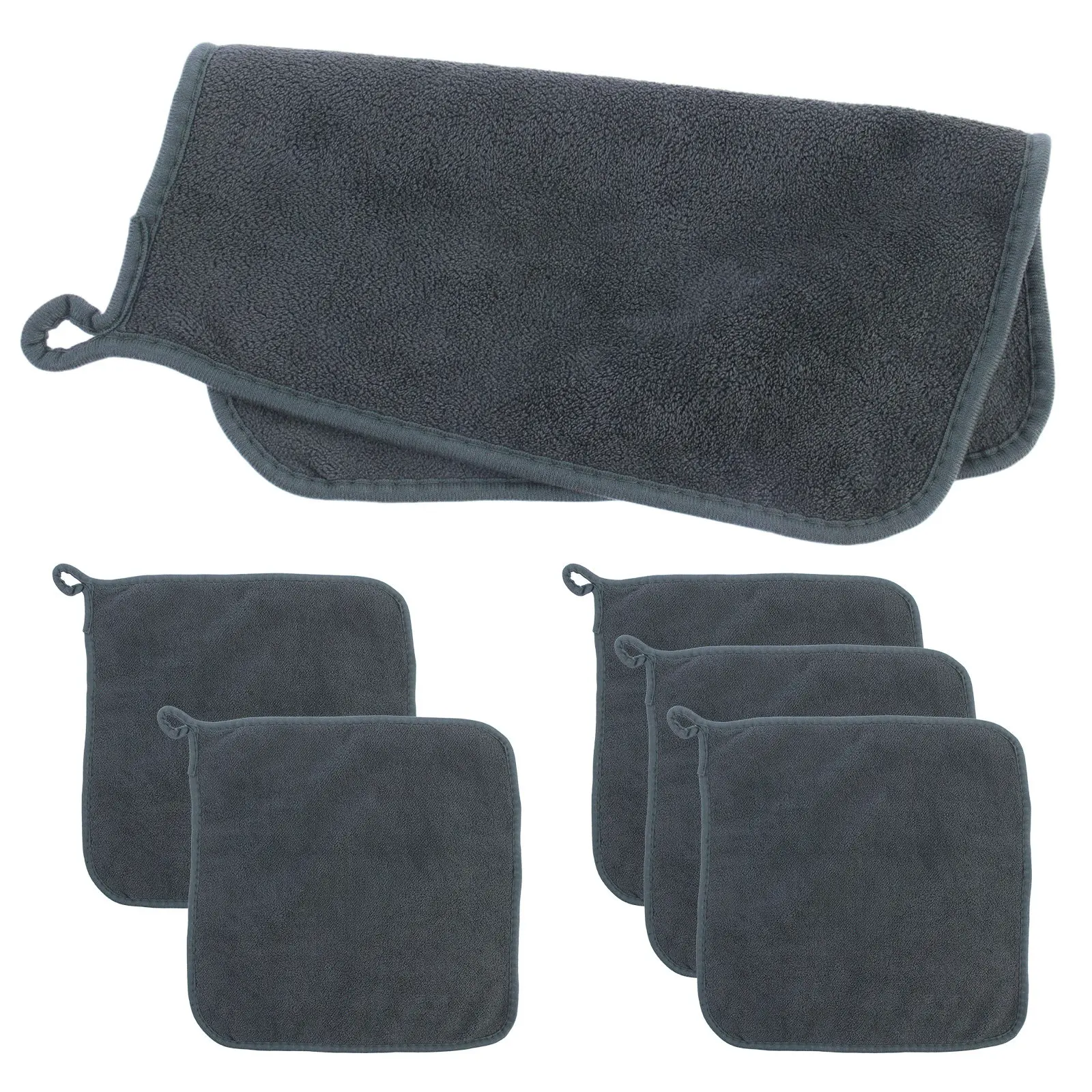 

6Pcs Coral Fleece Towels Double-Sided Absorbent Soft Thick Cleaning Cloths for Cars Kitchen Dish Glass Window Wash Dry Rags