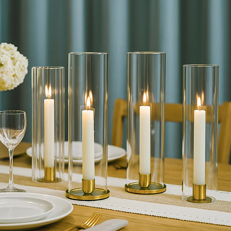 Home Candle Pedestal Windbreak Ornaments European Candlelight Dinner Advanced Feeling Hotel Shooting Props To Decorate Home