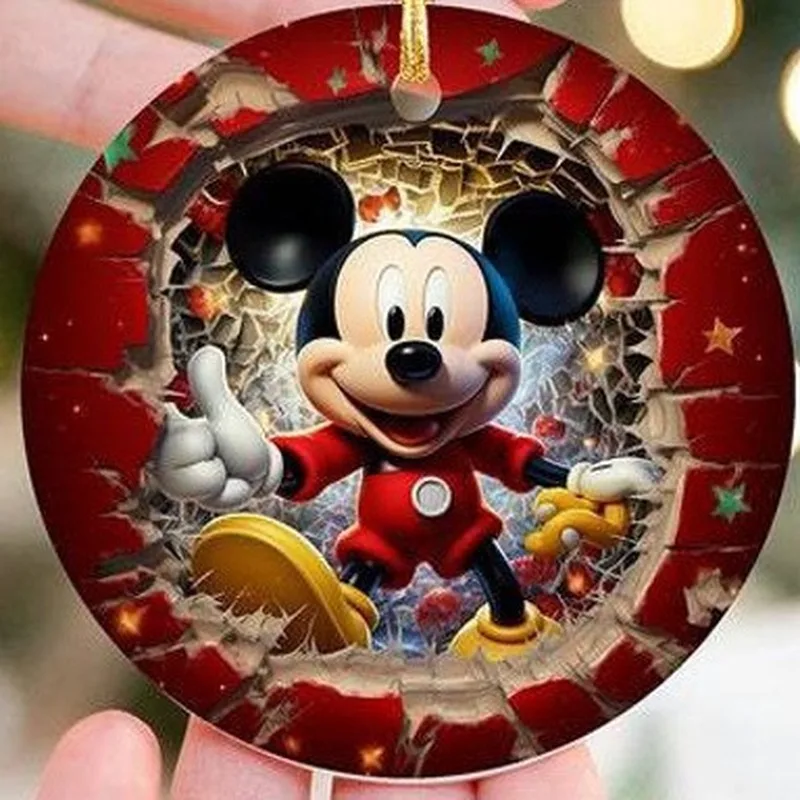 Caliente 2d Disneymickey Minnie Mouse coche decoración de dibujos animados adorno colgante hogar decoración para fiesta de Navidad juguetes regalo de Navidad