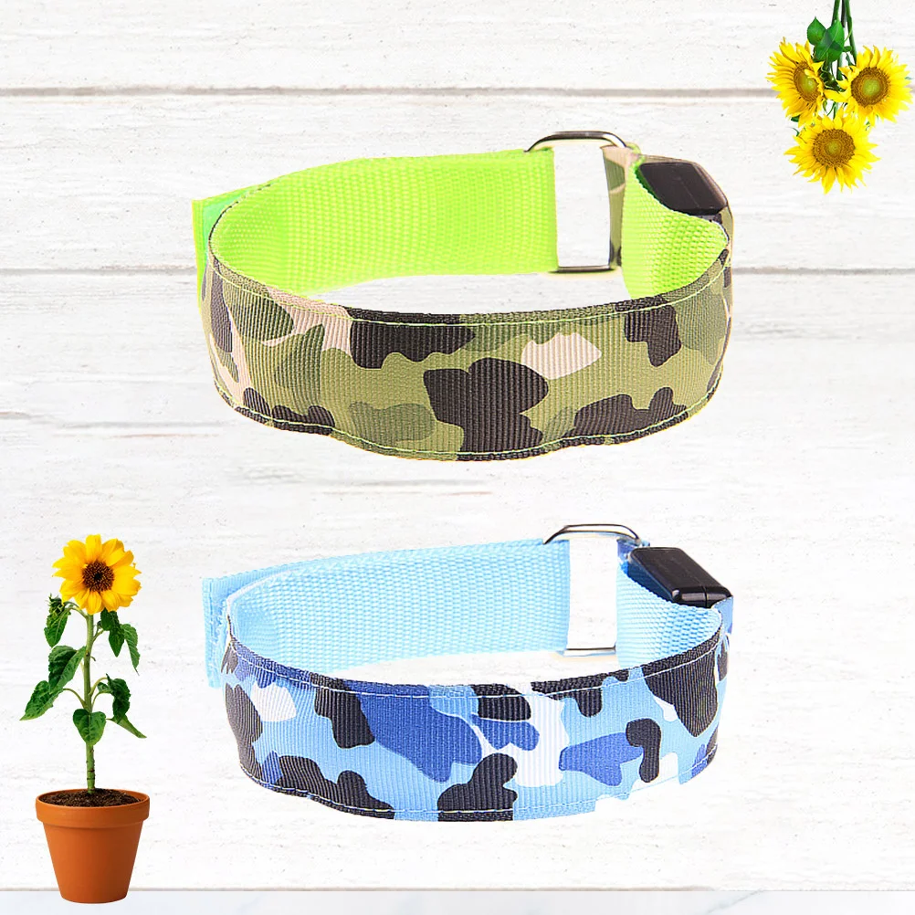 2 قطعة أربطة ذراع متوهجة Led أساور صفعة مقاومة للماء للجري الليلي والمشي لمسافات طويلة الرياضة في الهواء الطلق معصمه السلامة العاكسة الأزرق