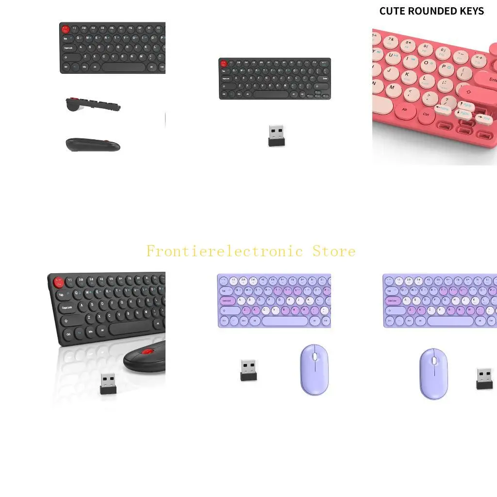 G8DB Retro Round Keycaps Wireless Keyboards Mouse Combo 64Keys Thin Silents Button PC Laptop Compatible