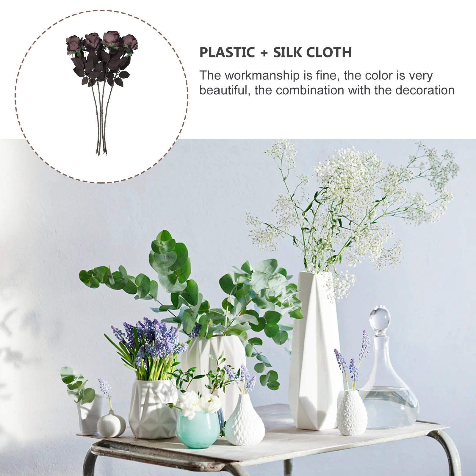 

1Set Simulated Black Roses Fake Artificial Rose Flowers Halloween Party Ornament Decor Fake Roses Halloween Decors