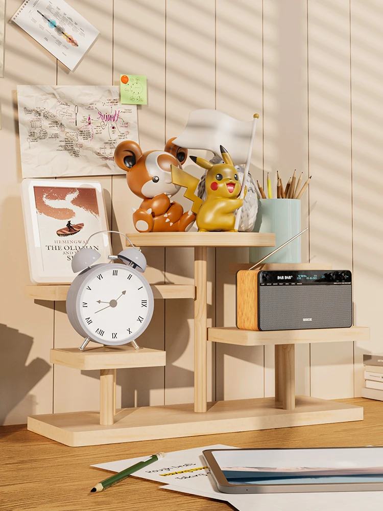Creative Wooden Display Stand For Action Figures,Cosmetics Storage Rack Tabletop Succulent Plant Display Stand Perfume Holder