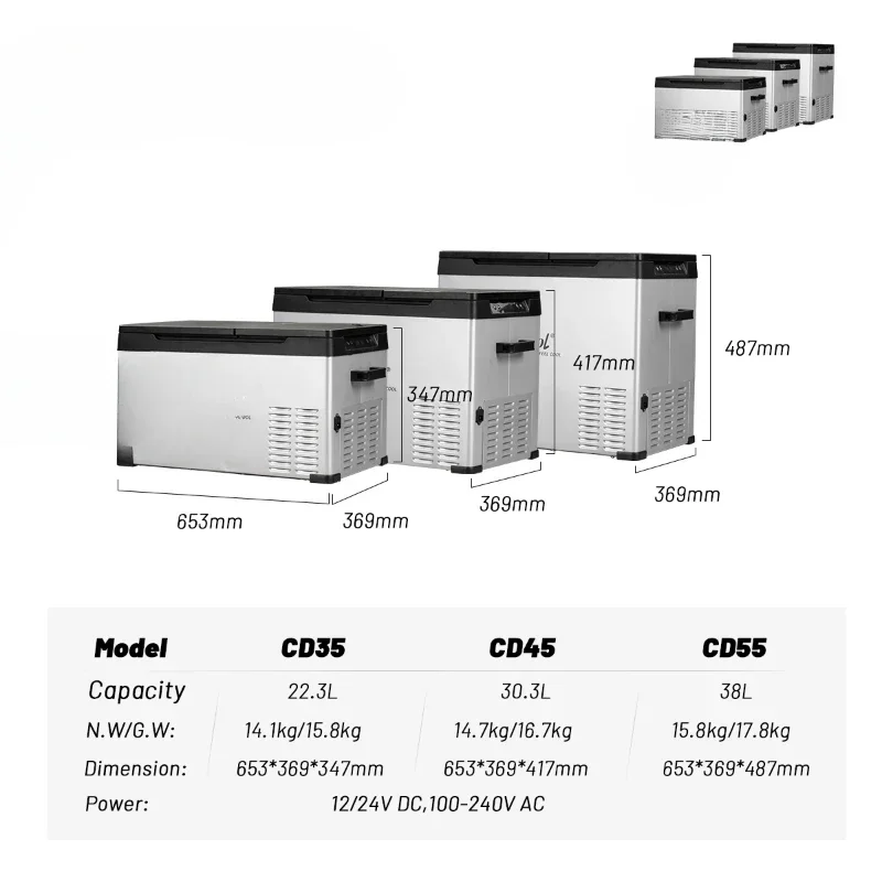 CD45 Camping Refrigerator 12V/24v Electronic Compressor Car Refrigerator Car Household Dual-purpose Freezer