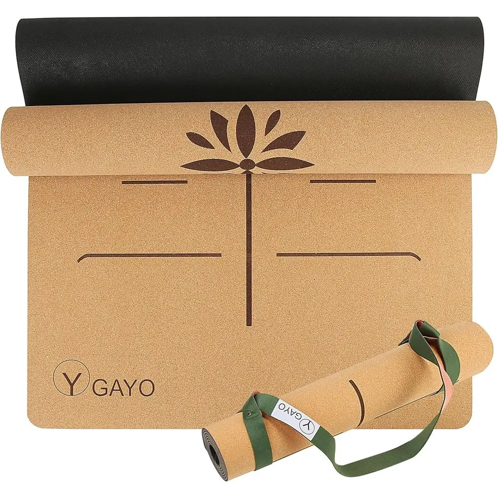 

5mm Thick Natural Tree Rubber Yoga Mat with Bigger Size and Alignment Lines for Non-Slip, Sustainable Practice