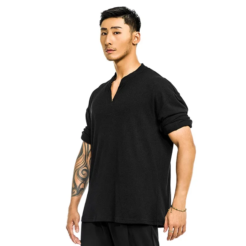 الذكور الصغيرة الخامس الرقبة طوق اللاتينية الرقص القمم للبالغين تشاتشا سامبا تانجو الحديثة ممارسة الملابس الرجال اللاتينية المرحلة الملابس DQS17835