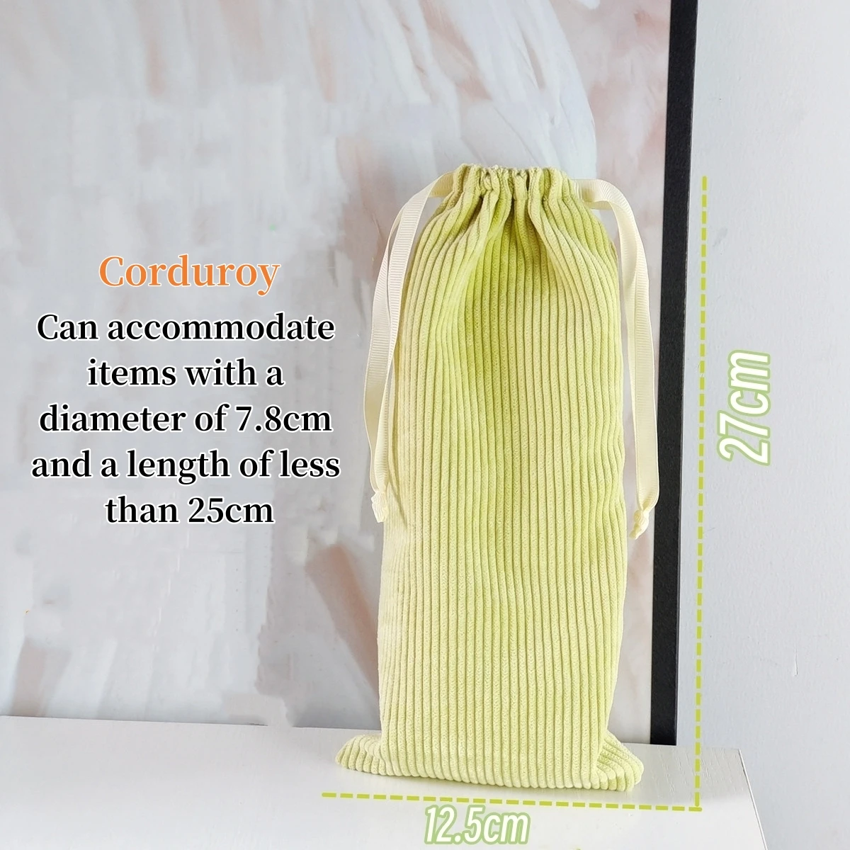 Portable dustproof high-grade velvet and corduroy drawstring storage bag