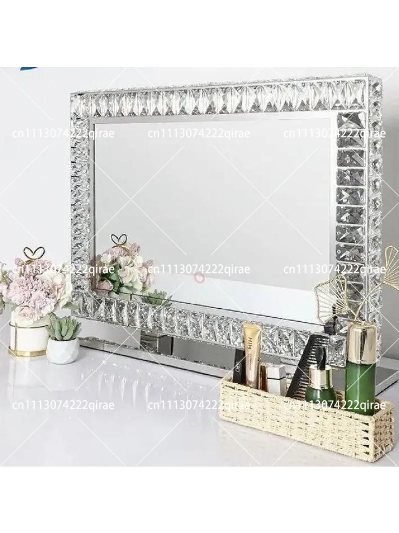 Crystal LED Makeup Mirror with Lights Desktop Vanity Mirror Ins Style Smart Beauty Lamp