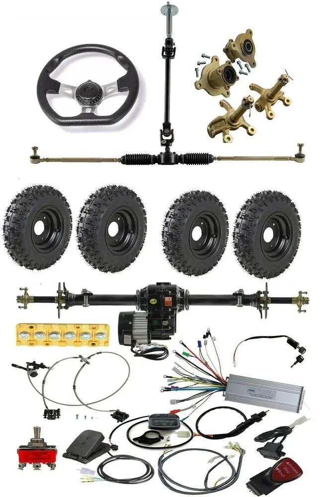 

760mm ATV Go Kart Differential Rear Axle Kit Wheels 48V 1000W Electric Motor Speed Controller Kit for Electric ATV Snowmobile