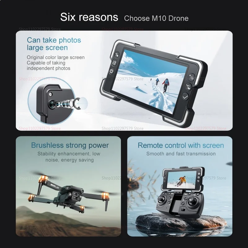 Nouveau Drone M10 moteur sans balais 8K caméra HD FPV télécommande UAV quadrirotor pour adultes professionnel quatre Rotors hélicoptère jouets