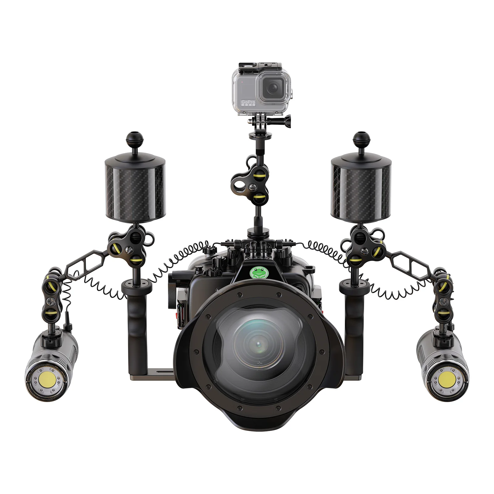 Seafrogs 80mm 5 polegada 247g flutuabilidade de fibra carbono braço aquático para câmera braço flutuante câmera de mergulho bandeja de mergulho subaquático