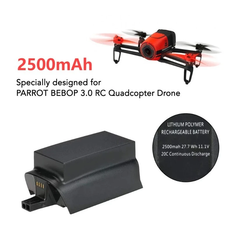 11.1V 2500mAh 27.7Wh 20C Rechargeable Battery For Parrot Bebop 3.0 RC Quadcopter Drone Upgrade Spare Backup Replacement Battery