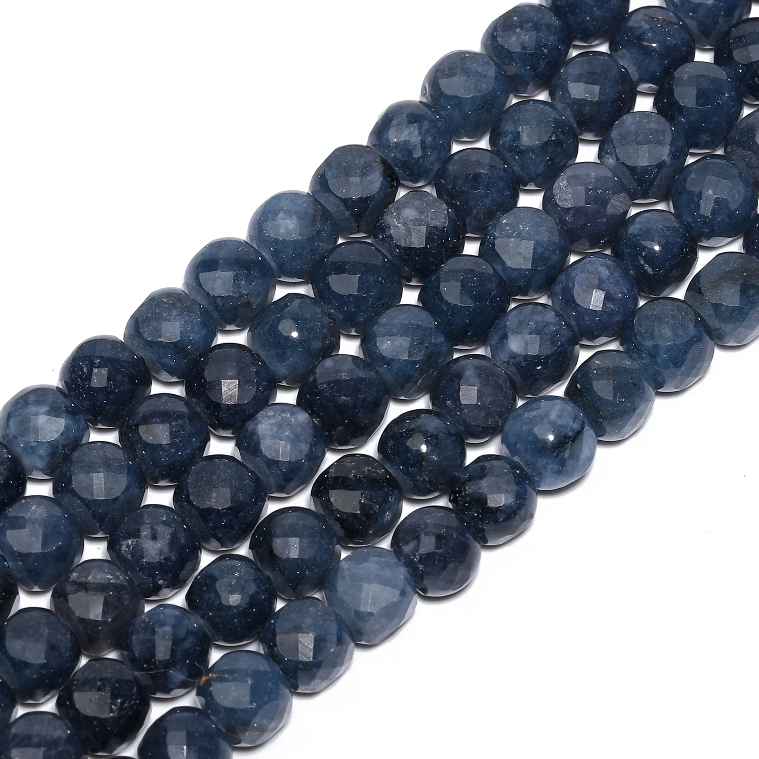 Blue Sapphires Jade Beads 7-8mm Faceted Square Cube Geometric Shape Loose Beads for Jewelry Making Diy Accessories