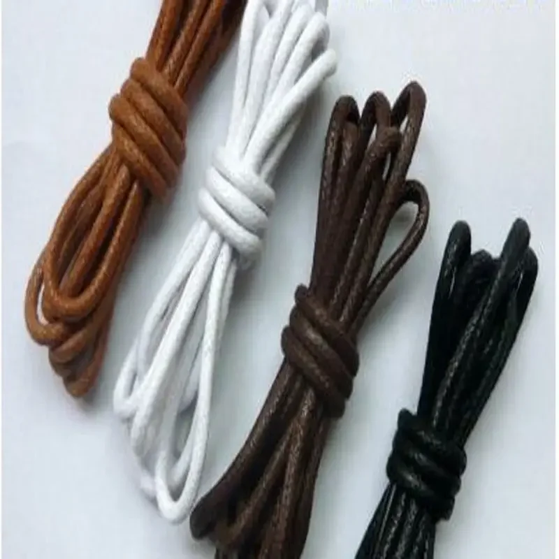 

Men's and Women's Waxed 0.3cm Shoelaces round Leather Shoe Lace Pure Cotton Long Bang Boots Black and White Brown