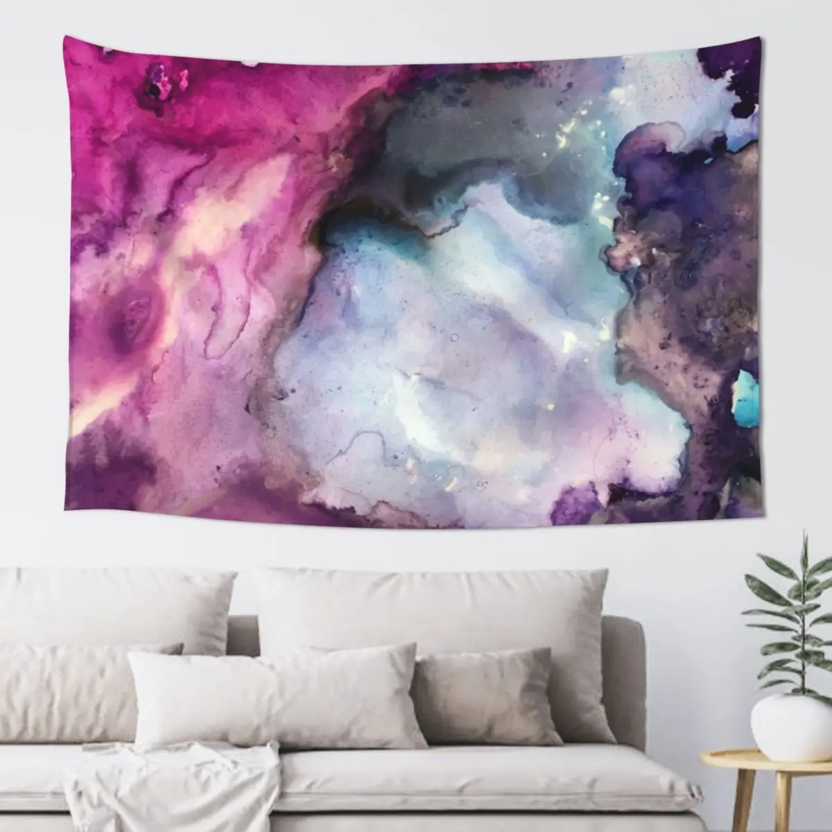 Purple Fusion - Mixed Media Painting Tapestry Nordic Home Decor Aesthetic Room Decoration House Decorations Tapestry