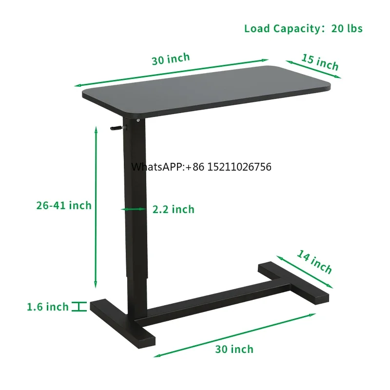 Bedroom Living Room Furniture Movable Folding Height Adjustable Side Table Overbed Table mobile standing desk