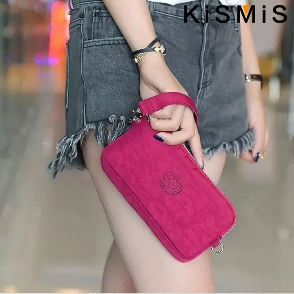 High Capacity 3 Layer Zipper Coin Purse Unisex Solid Color Waterproof Wallet Portable Phone Makeup Bag
