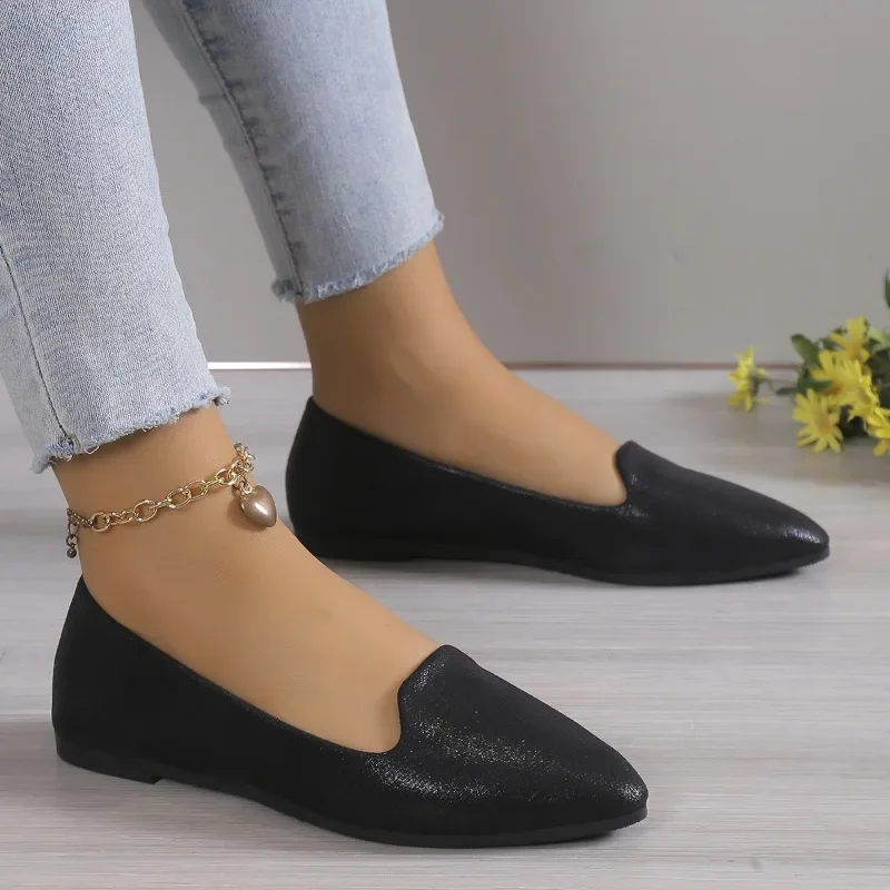 2024 Fashion Slip on Loafers Breathable Stretch Ballet Shallow Flats Women Soft Bottom Pointed Toe Boat Shoes plus size 43