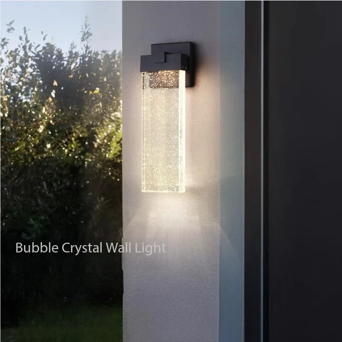 Modern New Minimalist LED Stainless Steel Crystal Wall Lamp Outdoor Waterproof Balcony Corridor Lighting Fixture