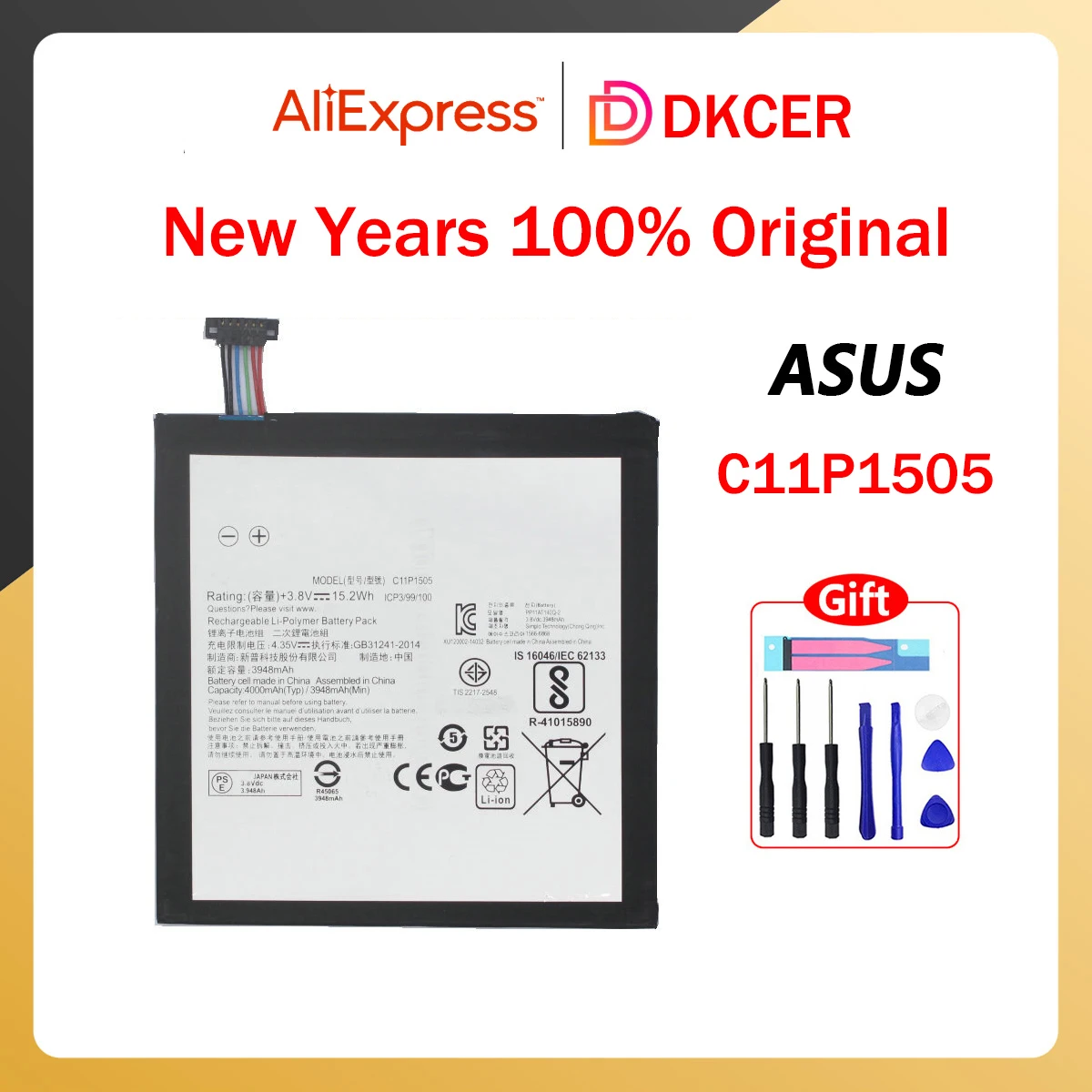 

Новый оригинальный C11P1505 4000 мАч аккумулятор для планшетного ПК Asus ZenPad 8,0 Z380KL Z380C Z380CX P022 P024 батареи с инструментами