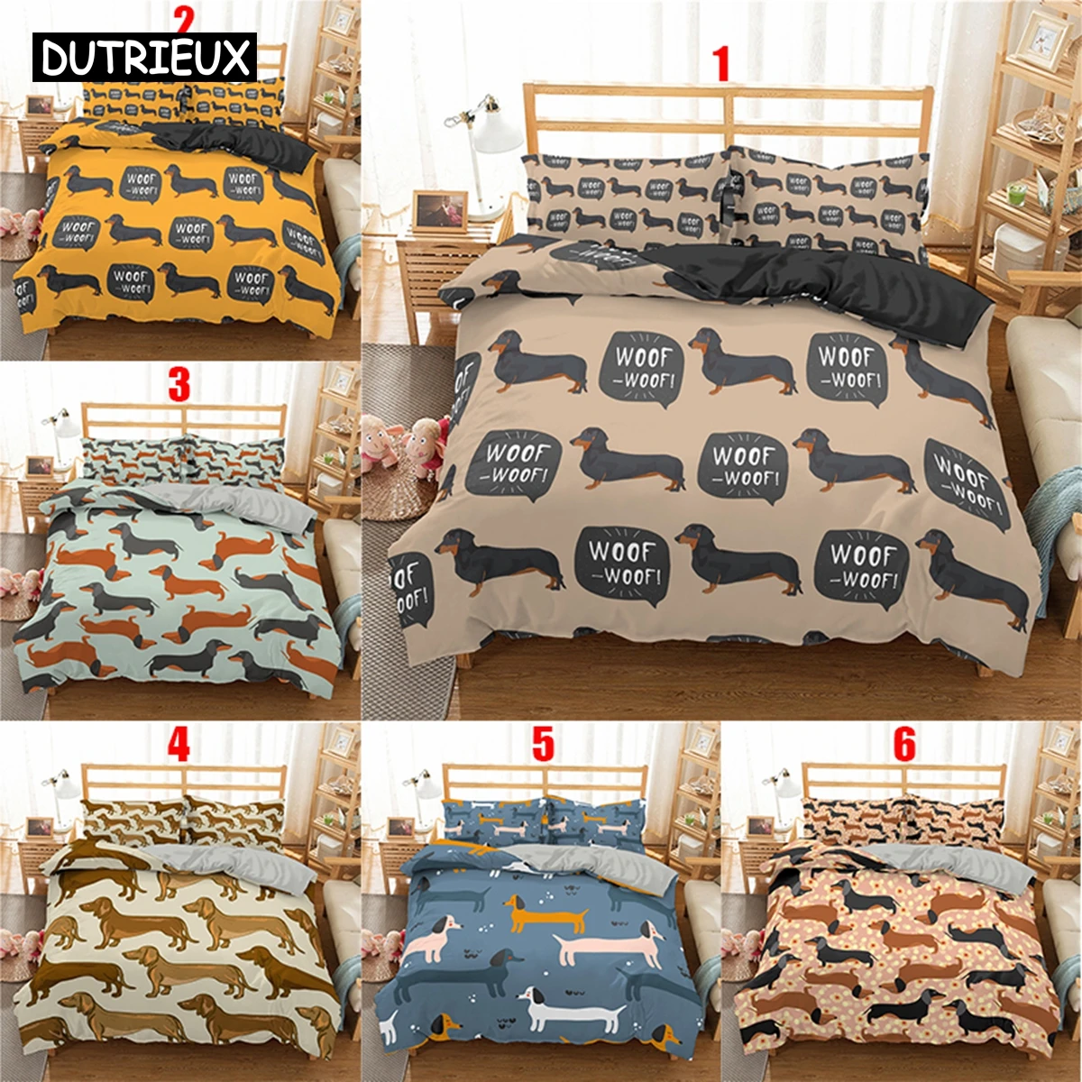 Cute Cartoon Bedding Set 2/3pc 3d Dachshund Animal Duvet Cover Set With Pillowcase Bedclothes Luxury Home Decor For Kids Gift