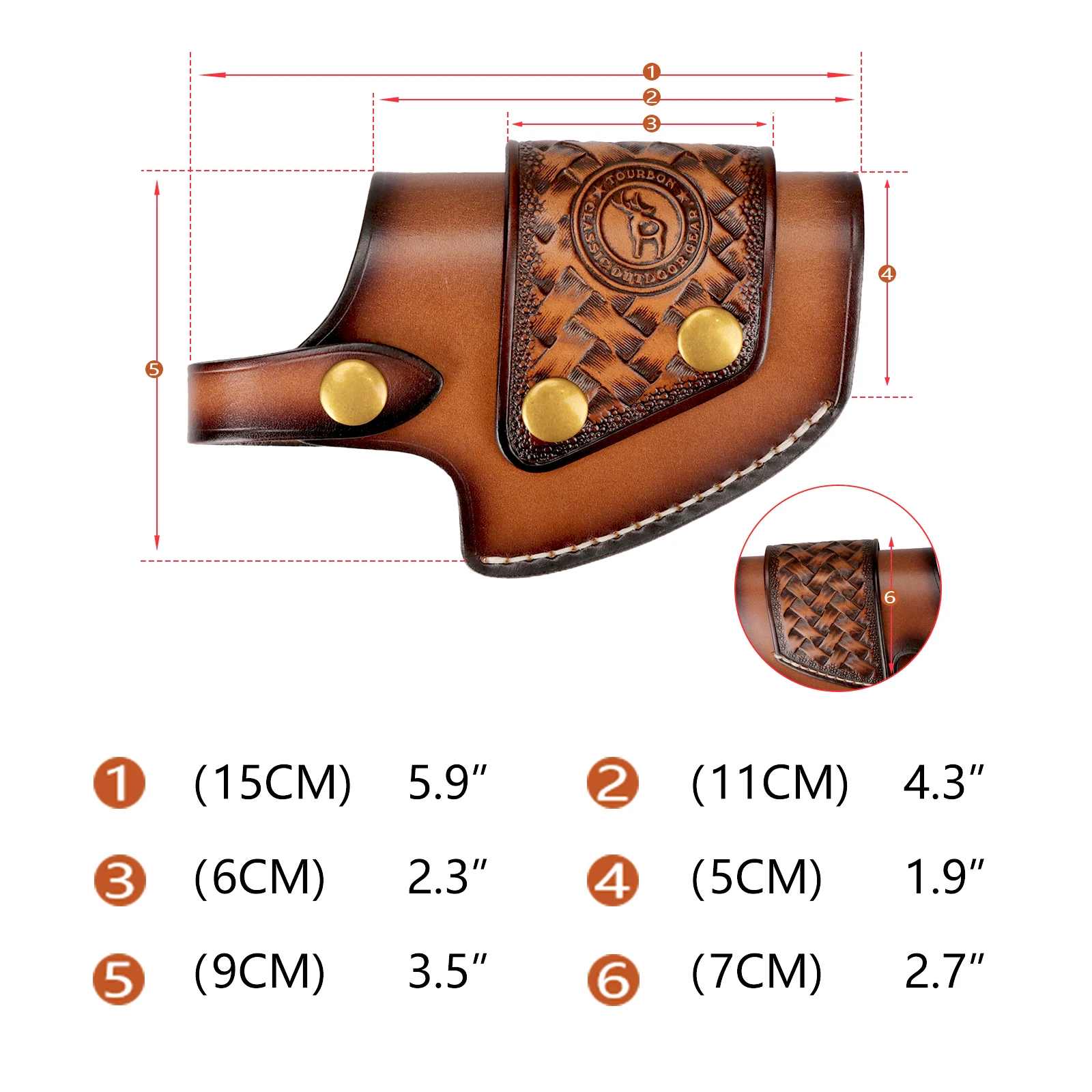 Tourbon Hunting Accessories Leather Pistol Case Conceal Cross Draw Handgun Holster Belt Holder Fit 4.5