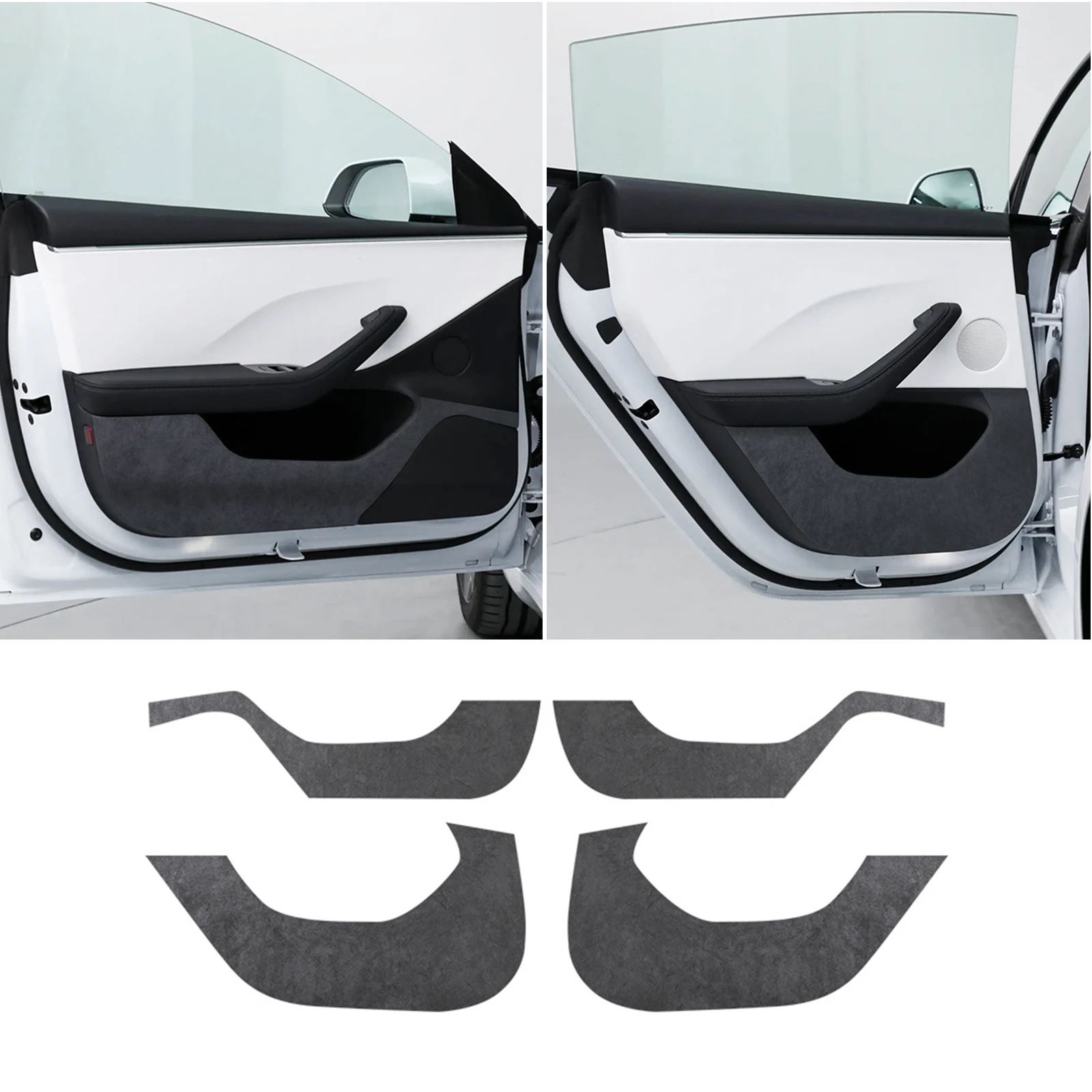 

Замшевый дверной коврик с защитой от ударов для Tesla Model 3 Highland 2024+, дверная панель, антигрязевые наклейки, аксессуары для салона автомобиля