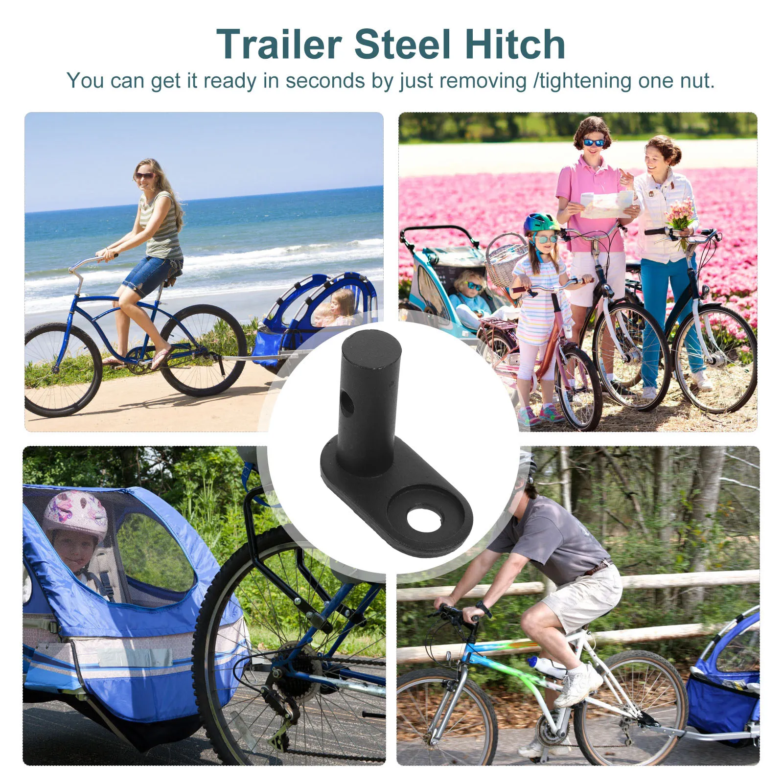 2Pcs Baby Trailer Connector Bike Coupler Stable Cycling Adapter Quick Setup Bike Trailer Attachment Safety Accessories