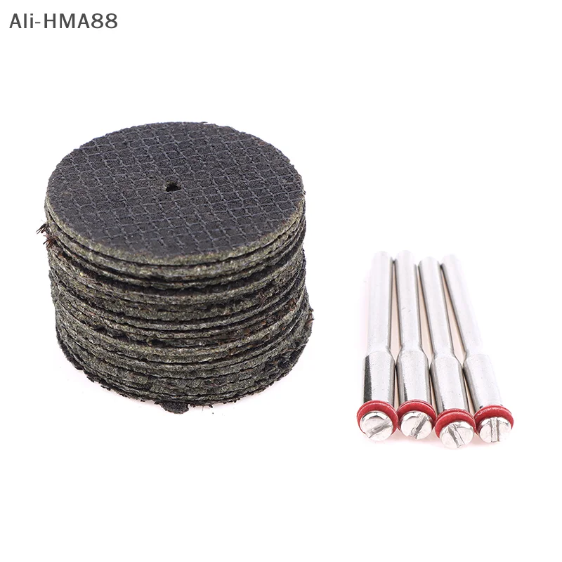 1 set (50 pezzi disco da taglio abrasivo 32 mm + 4 pezzi mandrini rotanti) utensile in fibra di vetro per utensile rotante con ruota da taglio in metallo lama per sega