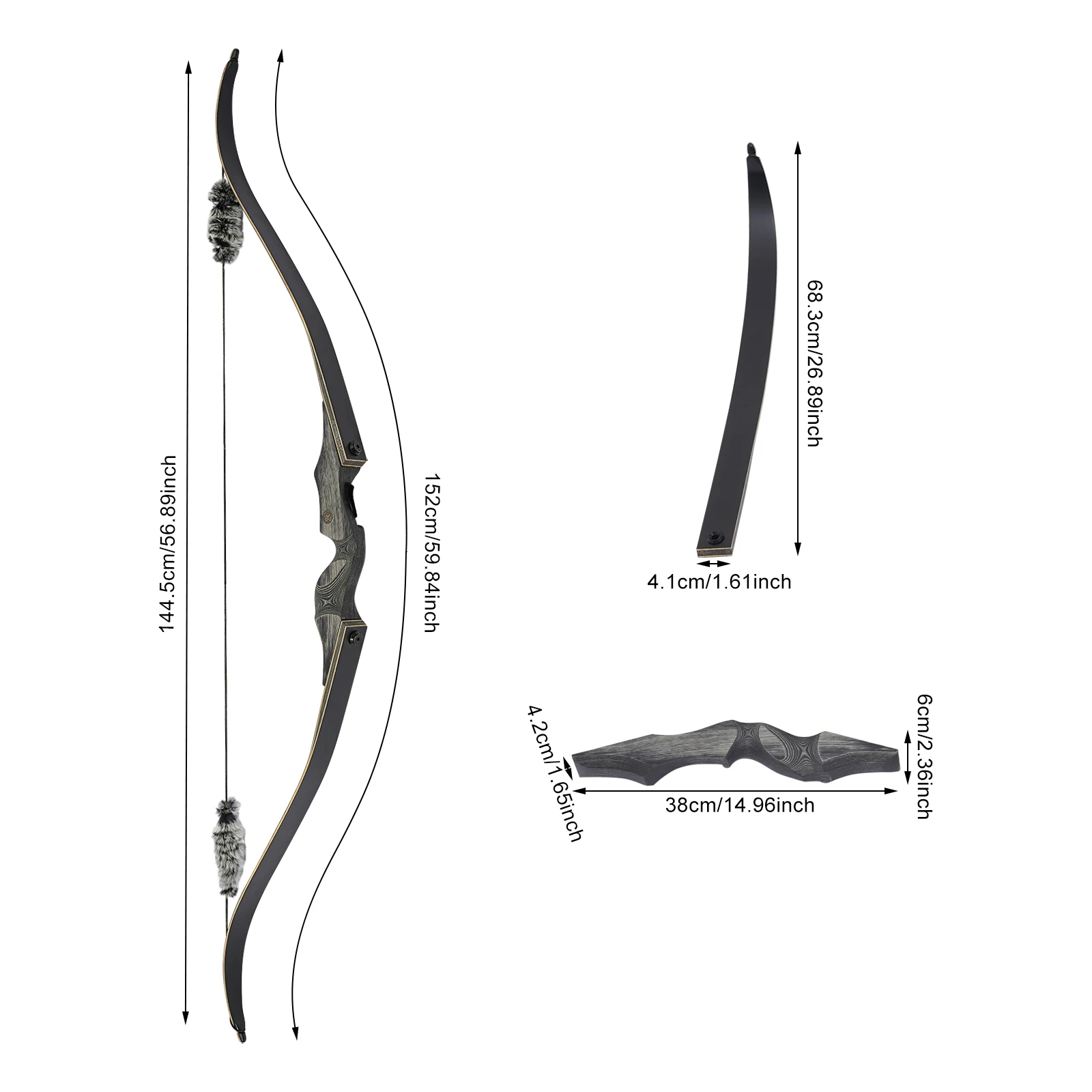 40 Lbs Foldable Recurve Bow Set, 138cm Total Length After Assembly, Foldable Portable Archery Bow with Storage Bag for Daily Practice & Outdoor Field Shooting