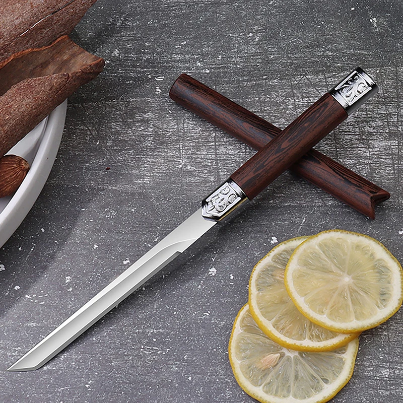 Stainless Steel Sharp Fruit Knife, Fixed Blade, Portable EDC Pocket Knife, Multi-purpose Camping Steak Knife, Cutter, BBQ