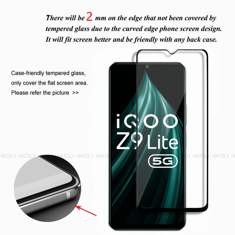 2/4PCS Tempered Glass For Vivo IQOO Z9 Lite Screen Protector IQOO Z9 Lite Full Glue Cover Protrctor Phone Film For IQOO Z9 Lite