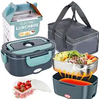 Lonchera Eléctrica 2 en 1, Calentador de Comida Portátil de 60W para Auto o Casa - Calentador de Comida a Prueba de Fugas para Camioneros