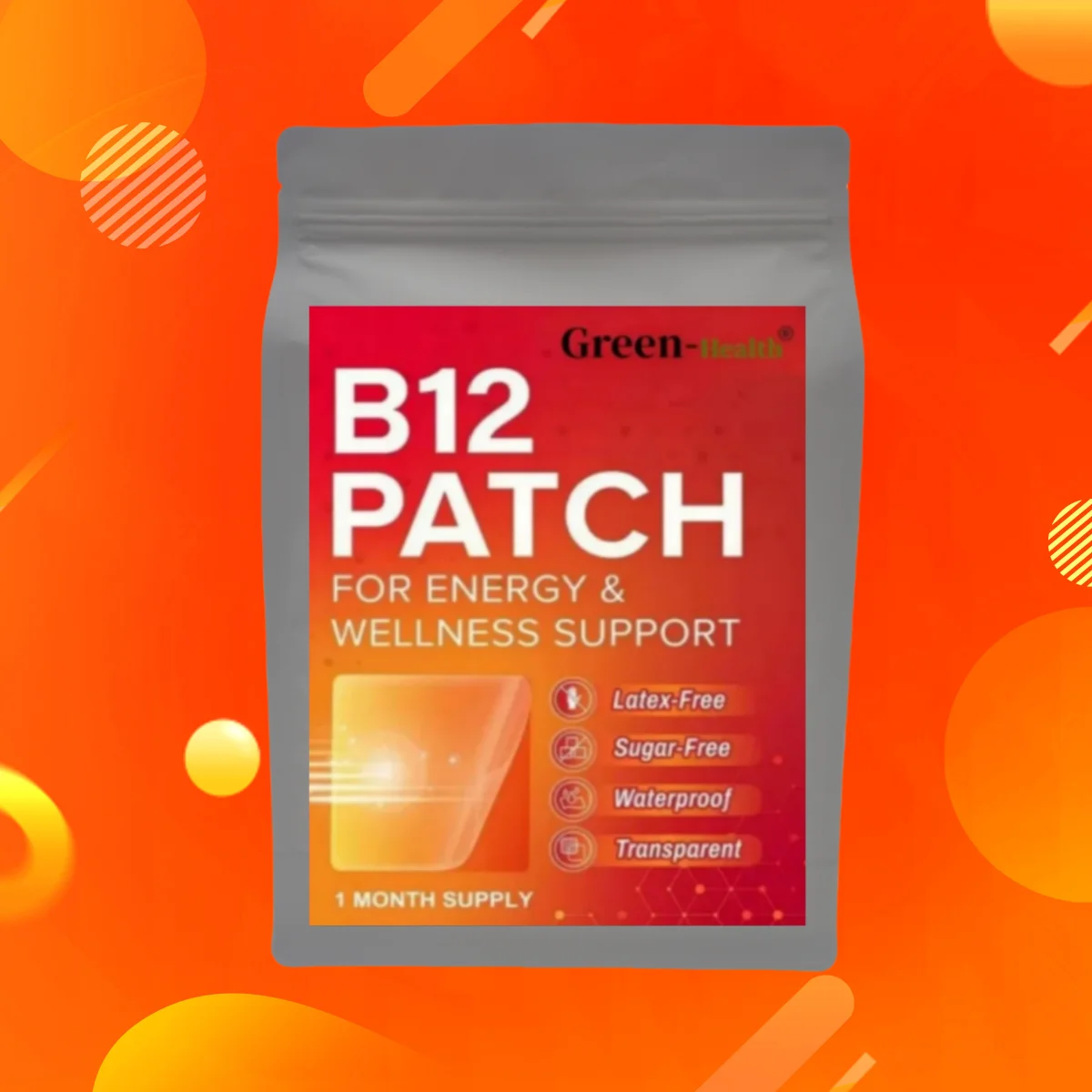 Parche A5YE Daily B12, mezcla Natural autoadhesiva transdermica, 30 unidades por 1 mes, suministro de parches de vitamina B12