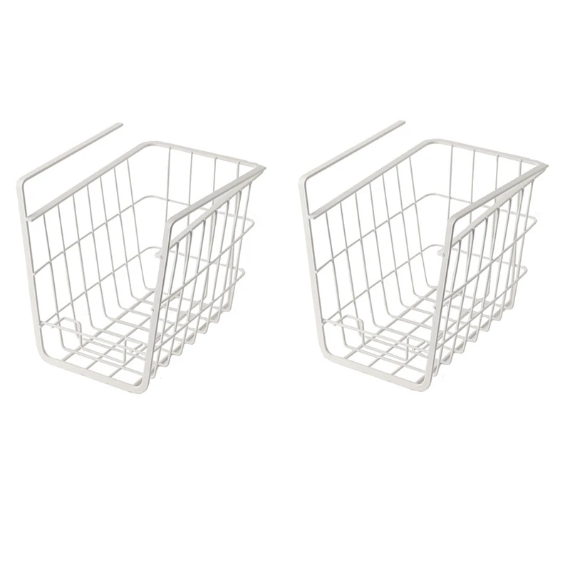 

2 PCS Wardrobe Storage Rack Hanging Basket Under Clapboard Kitchen Cabinet Shelf Office Desk Storage Basket