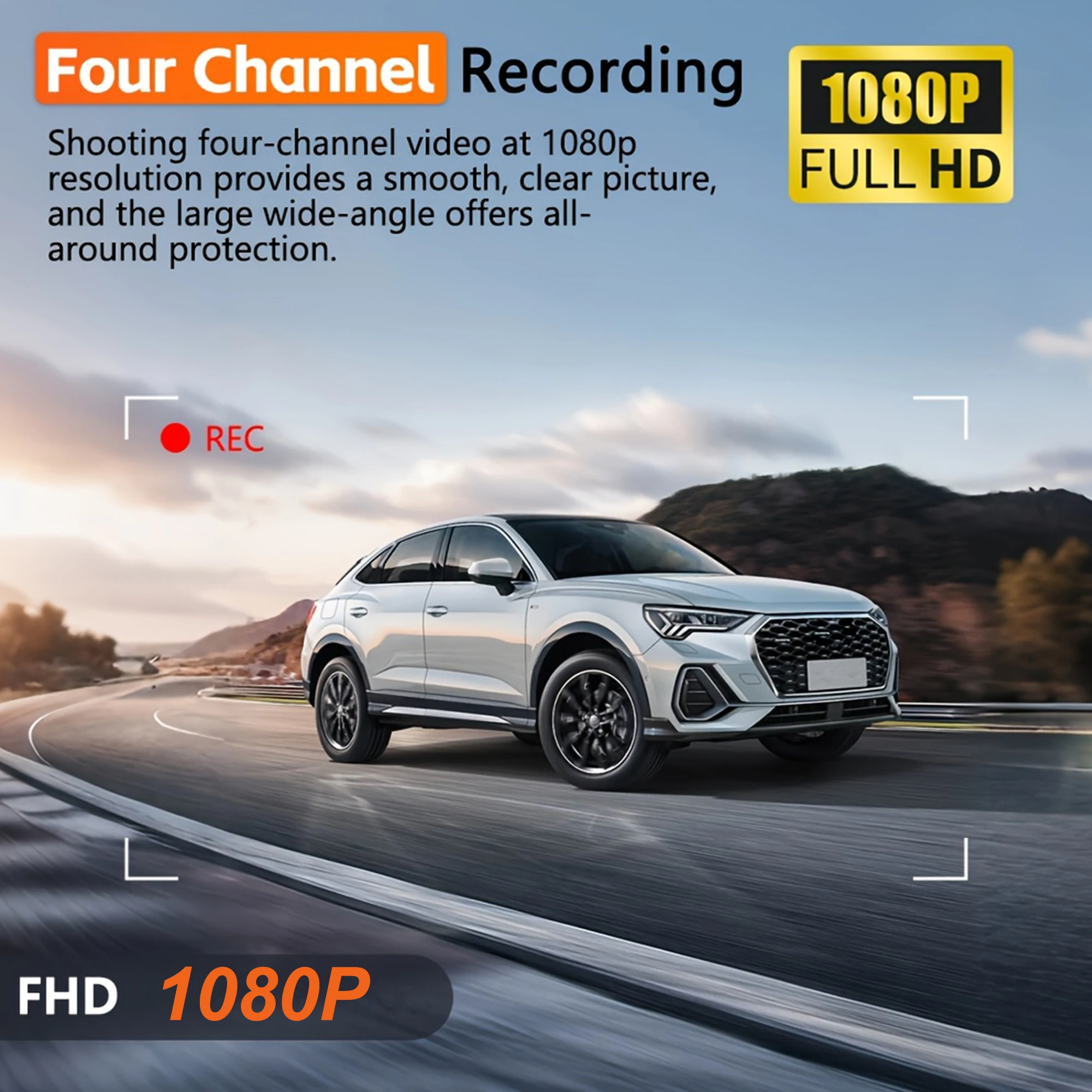 Dash Cam 1080P 3/4 Camera W IR Night Vision Loop Recording Front Inside Rear View Camera DVR Recorder Video Recorder Vehicle DVR