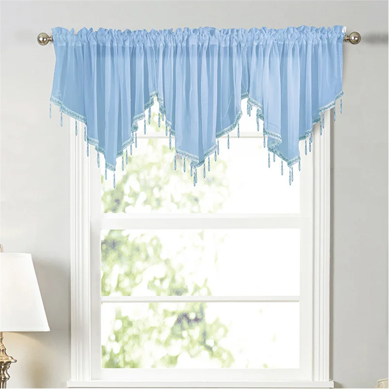 Solid Color Triangle Shape Kitchen Short Curtain Window Valance Drape Home Decor Window Short Kitchen Curtain Valance Home Decor