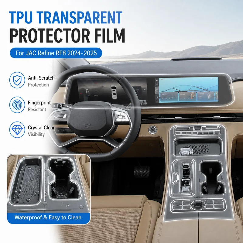 For JAC Refine RF8 2024-2025 TPU Transparent Screen Protector Film Car Interior Decoration Accessories Cover Shield