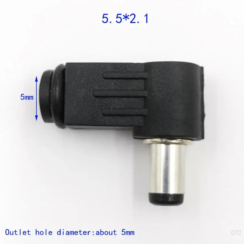 2PCS DC Power Male Plug Jack Adapter 90Degree Male DC Power 5.5x2.1mm 5.5x2.5mm 4.8x1.7mm