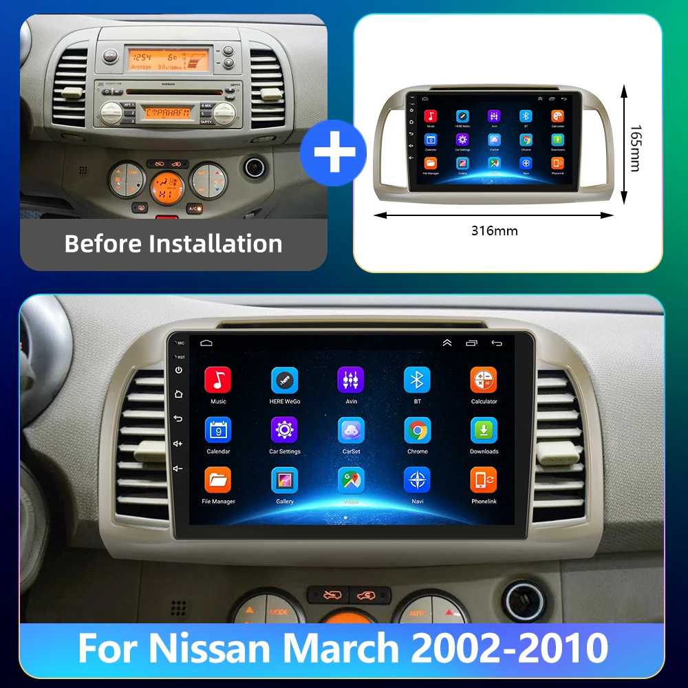 Android Car Radio Multimedia for Nissan March Micra K12 2002 2003-2010 Auto Multimedia Video Player Navigation Head Unit