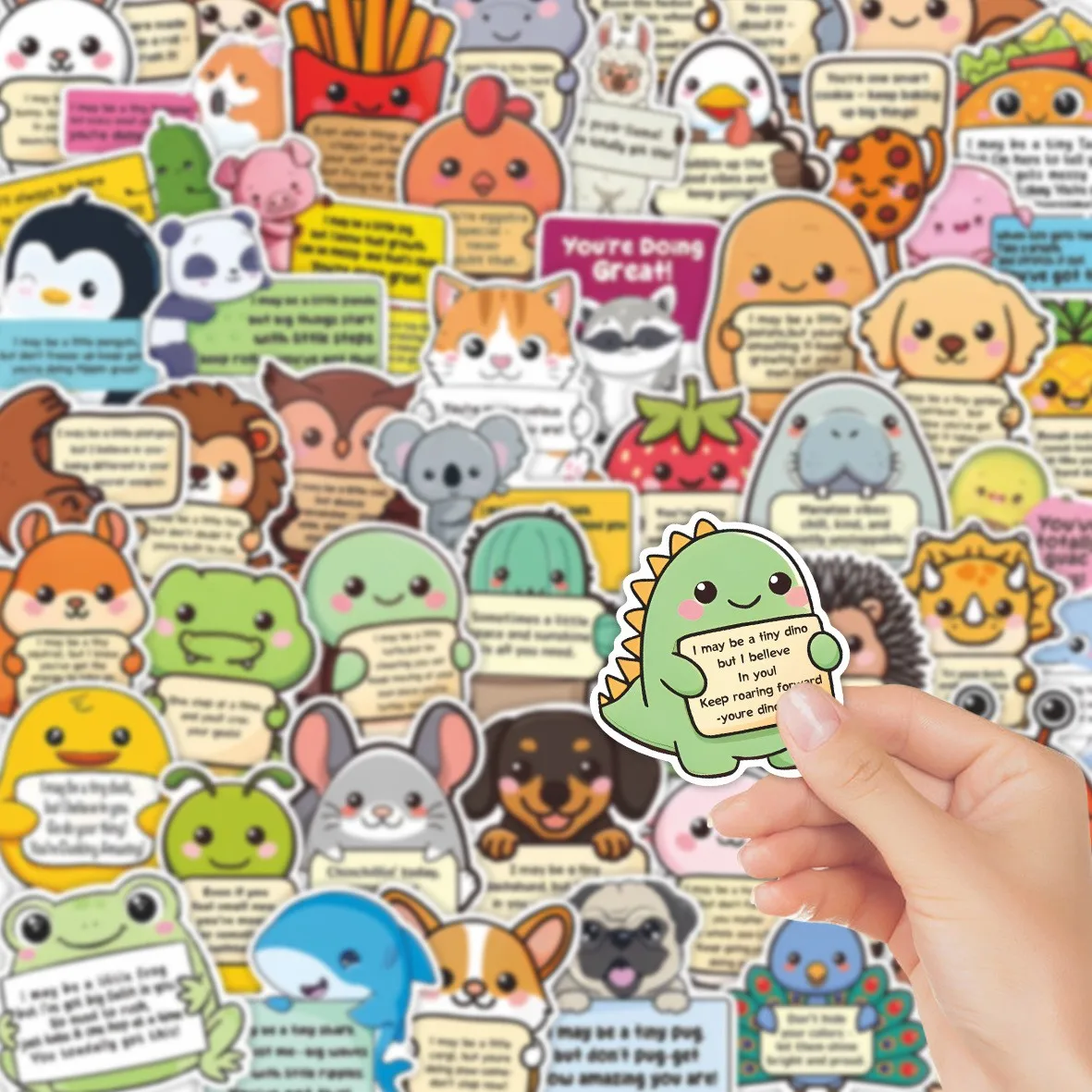 50/100Pcs Cute Emotional Support Animal Stickers Animal Motivational DIY Stickers Scrapbooking Phone Luggage Waterproof Decals