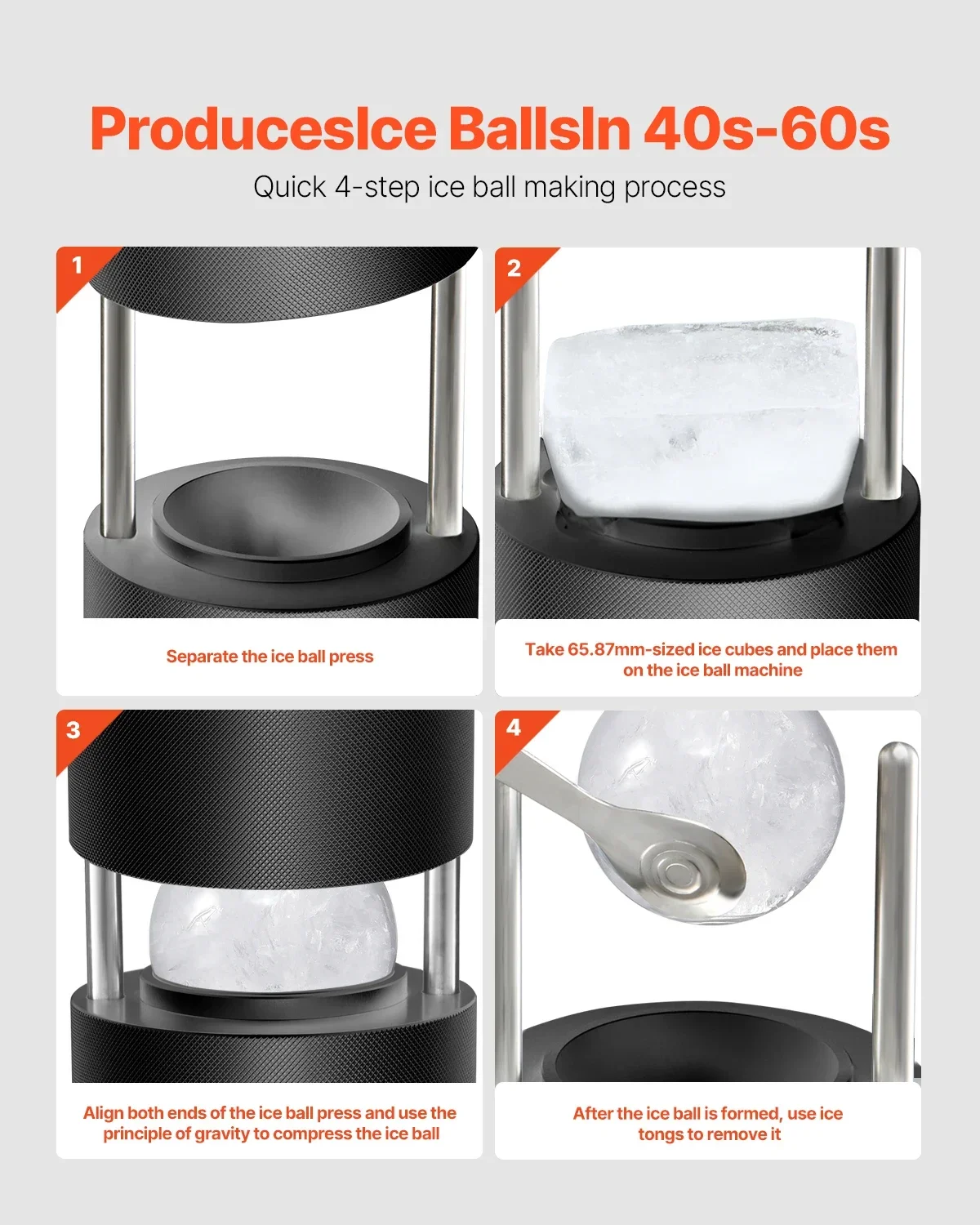 Ice Ball Press Kit Aviation AluminumPress With Block Mold Tray Round Ball Maker For Whiskey Cocktail