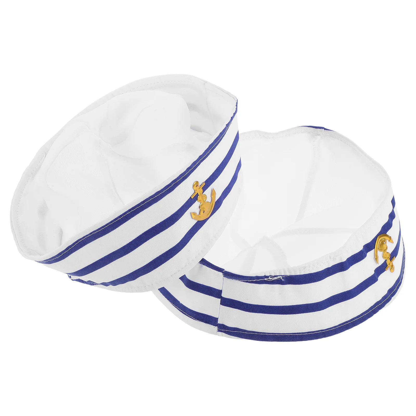 

2pcs Sailor Hat Blue White Striped Captain Hats for Men Women Cosplay Stage Performance Boat Clothing Lightweight Comfortable