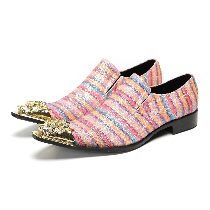 Brett Frühling Herbst Schuhe für Männer Metalle Hut Spike rosa Business Bankett Party sozialisieren Rindsleder Hochzeit Herren schuhe – Detail 8