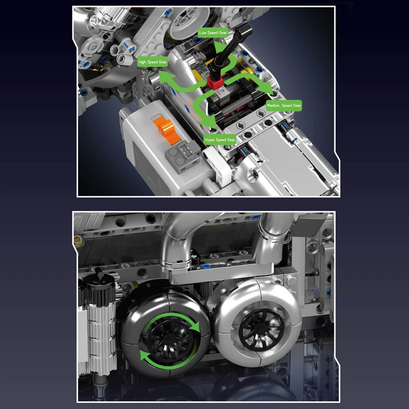Mould King 10201 Technisches Automotorspielzeug Der motorisierte Supercar W16 Motor + Getriebe Baustein Ziegel Kindergeschenk