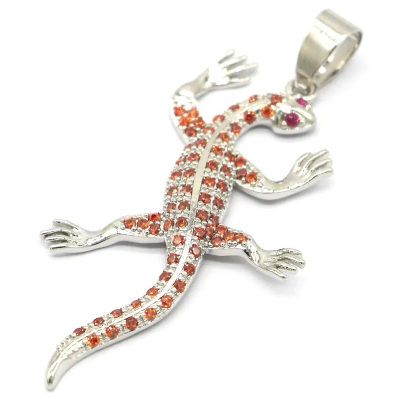Buy 5 Get 1 Free 48x43mm Lizard Kunzite White Sapphire Orange Spessartine Garnet Tanzanite Blue Turquoise CZ Silver Pendant