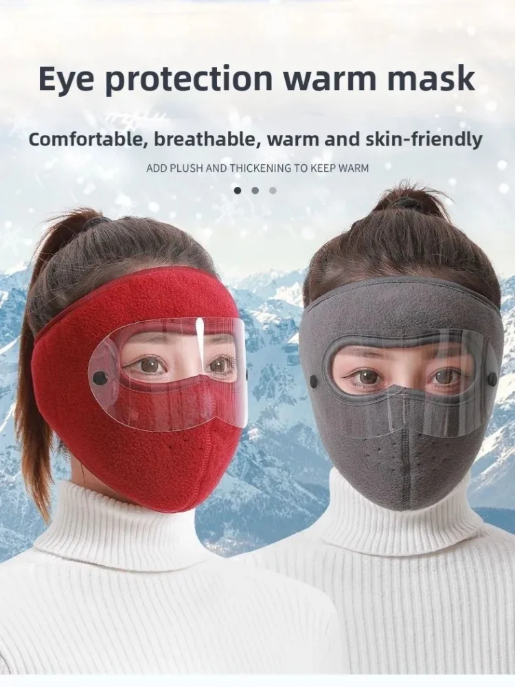 AliExpress NONE 5pcs Winter Warm Velvet Face Mask with Goggles Anti Dust Windproof Cycling Bicycle Ski Mask for Men Women Outdoor Cold Weather