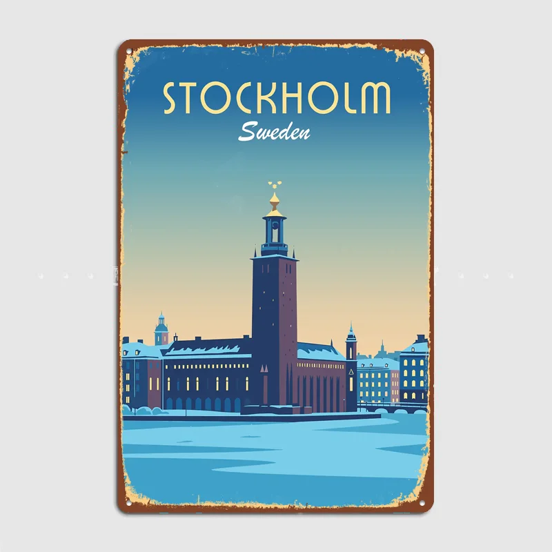 Stockholm Sweden Travel Poster Metal Posters Living Sign Indoor Outdoor Room Decoration Home Bar Decor Wall Decor